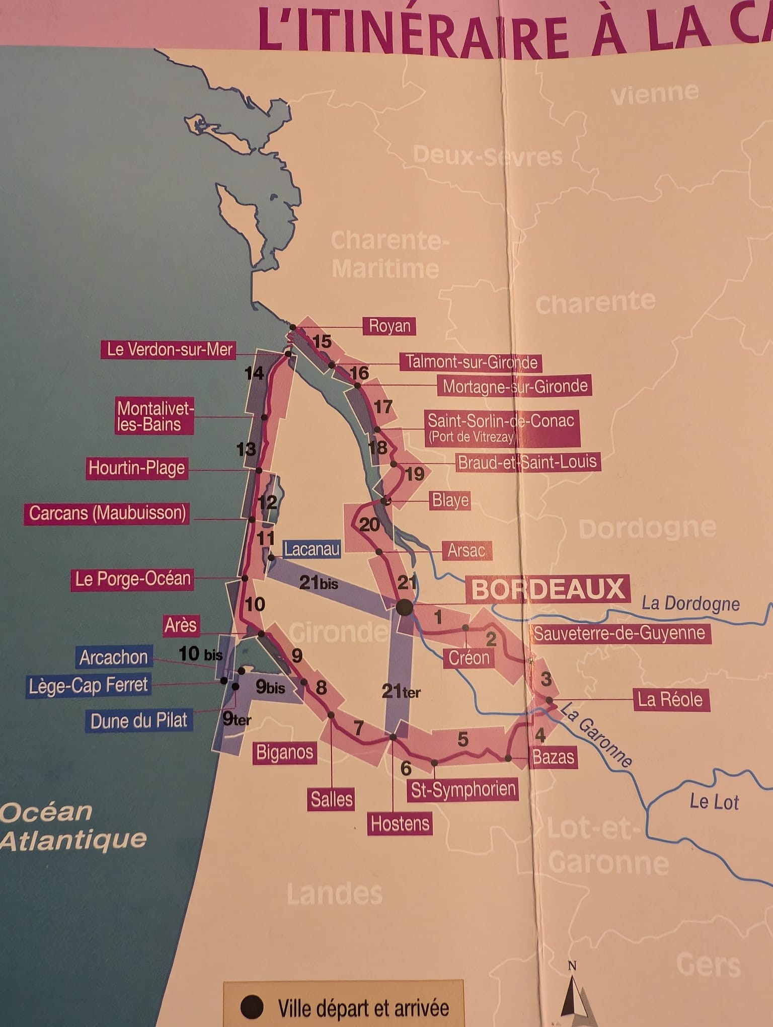 Map of the Tour de Gironde 2 clearer